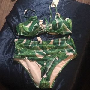 Realeaf High Waisted Bikini  Swimsuits Tie Knot XXL